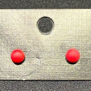 Plastic Flat Red 5.5mm Ball Stud Earrings